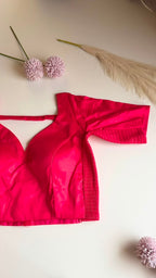 KUMUD ruby cotton silk blouse with sweetheart neckline, side view