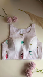 SUFIYA ivory floral padded stretchable sleeveless blouse, front view