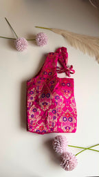 MOHINI NAAZ rani pink zari brocade sleeveless blouse, side view