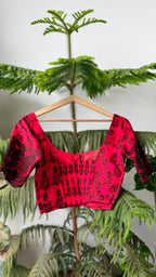 LALIMA NOOR chikankari statement-sleeve blouse, embroidery detail view