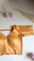 KANAK honey gold cotton silk statement-sleeve blouse, detail view